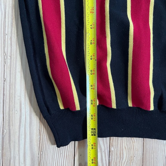 OXXKNITSTORE Mens Knit Striped Polo Shirt Short Sleeve Zip Up Black Red Yellow‎ - Picture 8 of 10